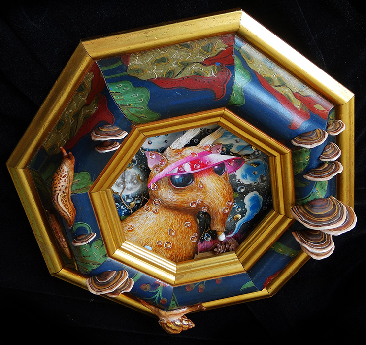 Nature Creature cute surreal one of a kind painting and sculpture by Drakula Approved