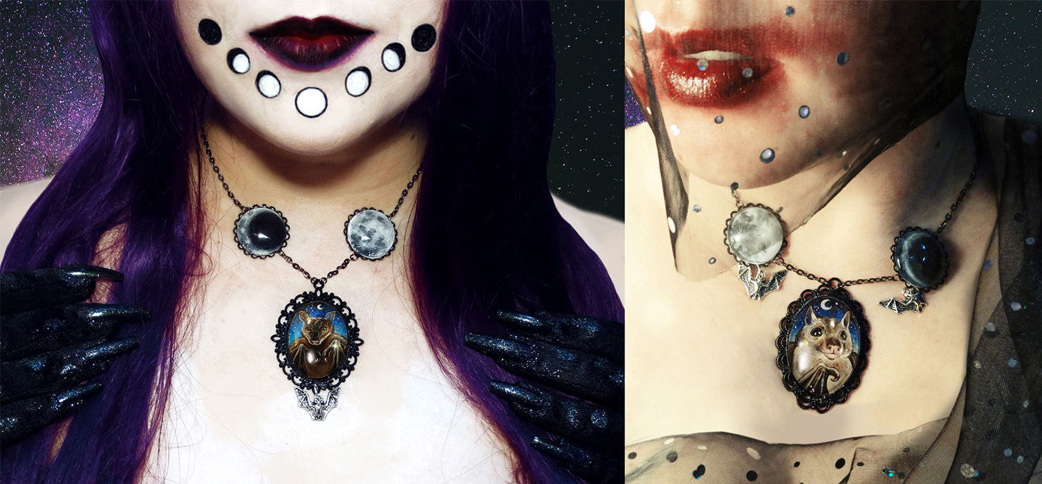 bat jewellery hand painted miniatures by Drakula Approved