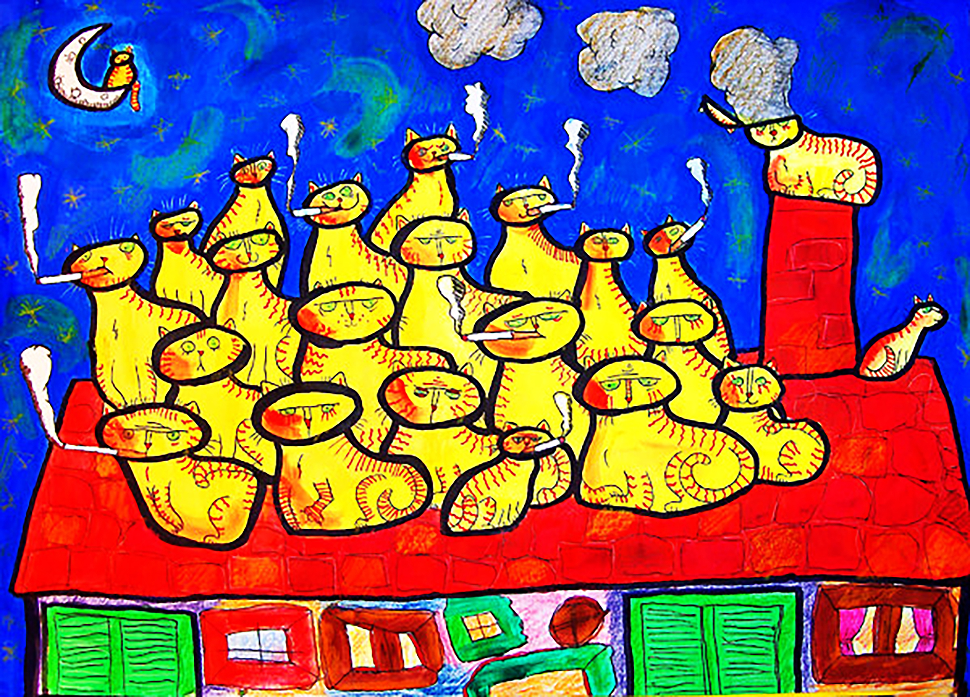 Cats on roof