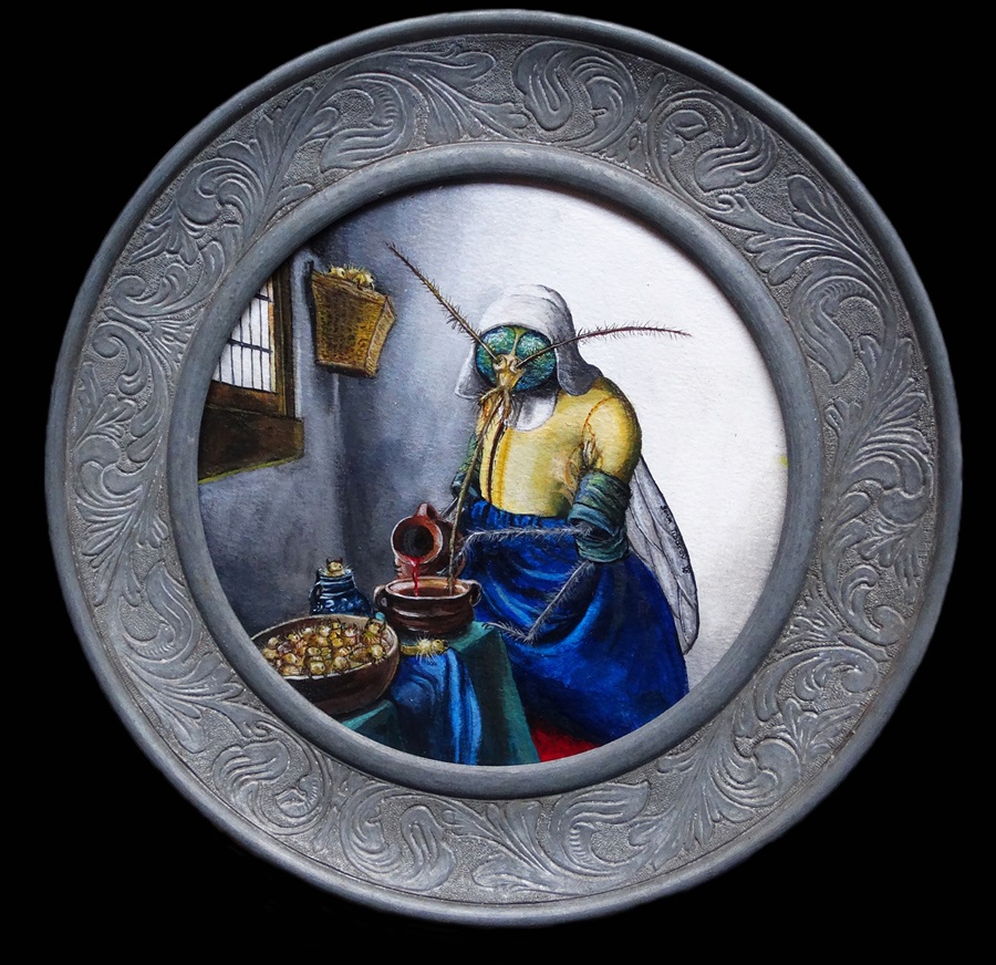 Mosquito Milkmaid after Vermeer insect painting by Drakula Approved