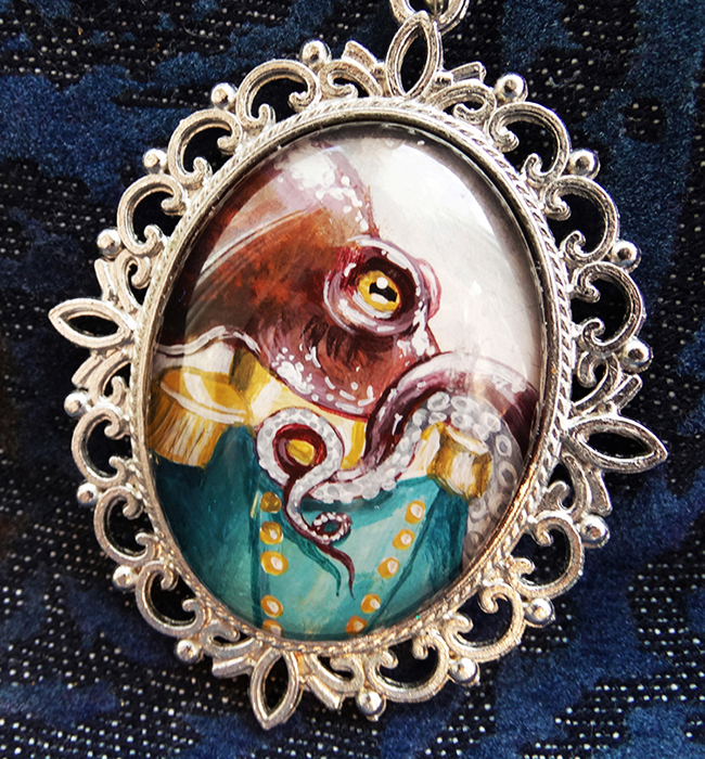 octopus general hand painted miniature jewellery by Drakula Approved
