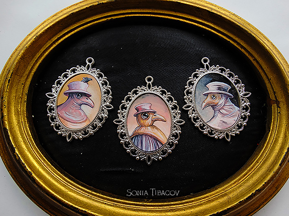 Plague doctor pendants hand painted miniatures by Drakula Approved